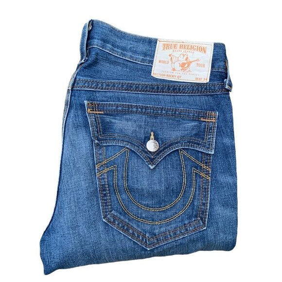 Vintage True Religion Jeans Size 36 RICKY QT Blue - Picture 4 of 10